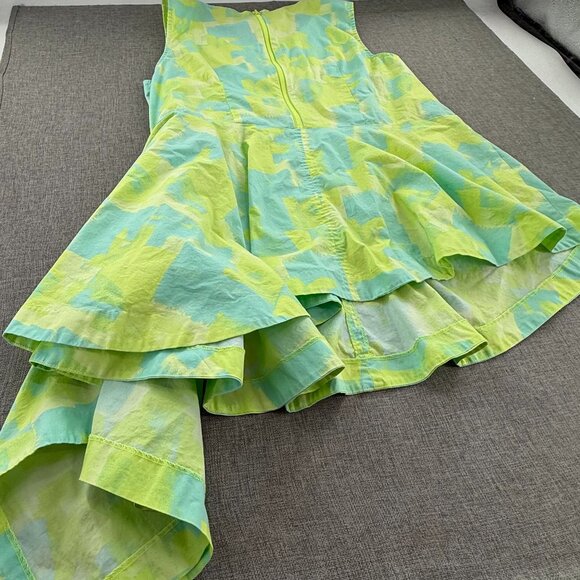 Lane Bryant Asymmetrical Top Lime Green Blue Sleeveless Plus 20 Cotton Blend - Picture 10 of 11